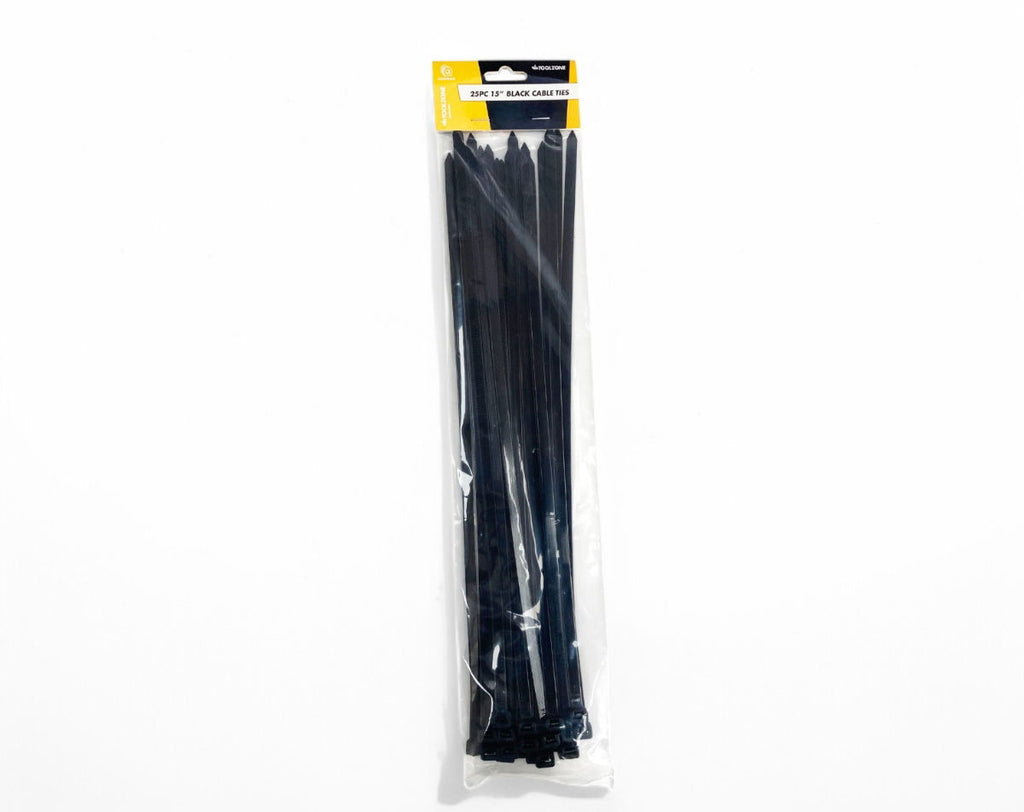 CABLE ZIP TIES 25PC BLACK 15 x 7.6mm - TOOLZONE KDPEL146