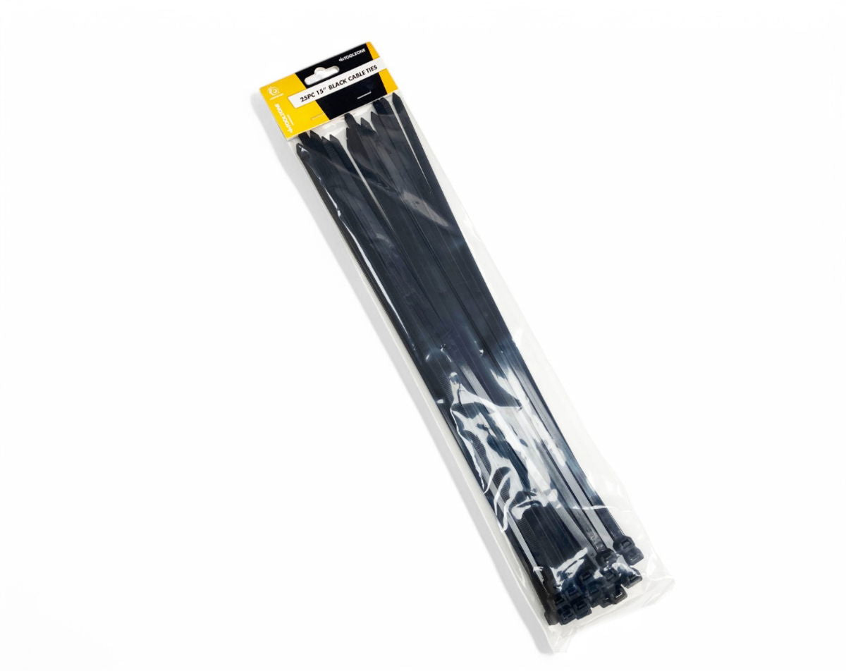 CABLE ZIP TIES 25PC BLACK 15 x 7.6mm - TOOLZONE KDPEL146