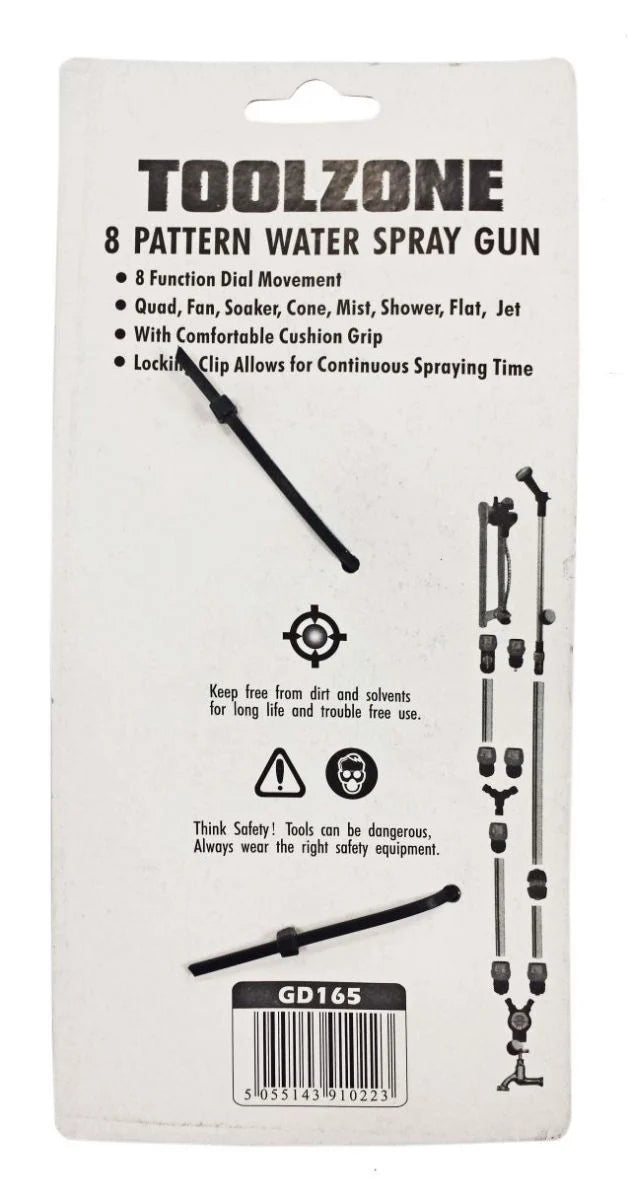 WATER SPRAY GUN 8 PATTERN - TOOLZONE KDPGD165