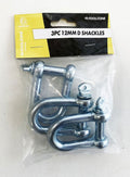 D SHACKLES 3pc 12mm ZINC PLATED FORGED STEEL - TOOLZONE KDPHW001