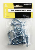 D SHACKLES 6pc 8mm INTERNAL HEIGHT 30mm EXTERNAL HEIGHT 50mm - TOOLZONE KDPHW011