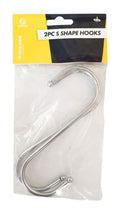 S HOOKS 2pc LARGE 160mm x 6mm CHROME PLATED STEEL BALL END - TOOLZONE KDPHW029