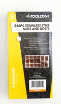 NUTS AND BOLTS ASSORTMENT 246pc STAINLESS STEEL M3-M6 - TOOLZONE KDPHW037