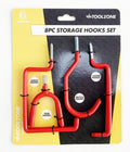 STORAGE HOOK SET 8pc RED PVC COATED ASSORTED SHAPES - TOOLZONE KDPHW061