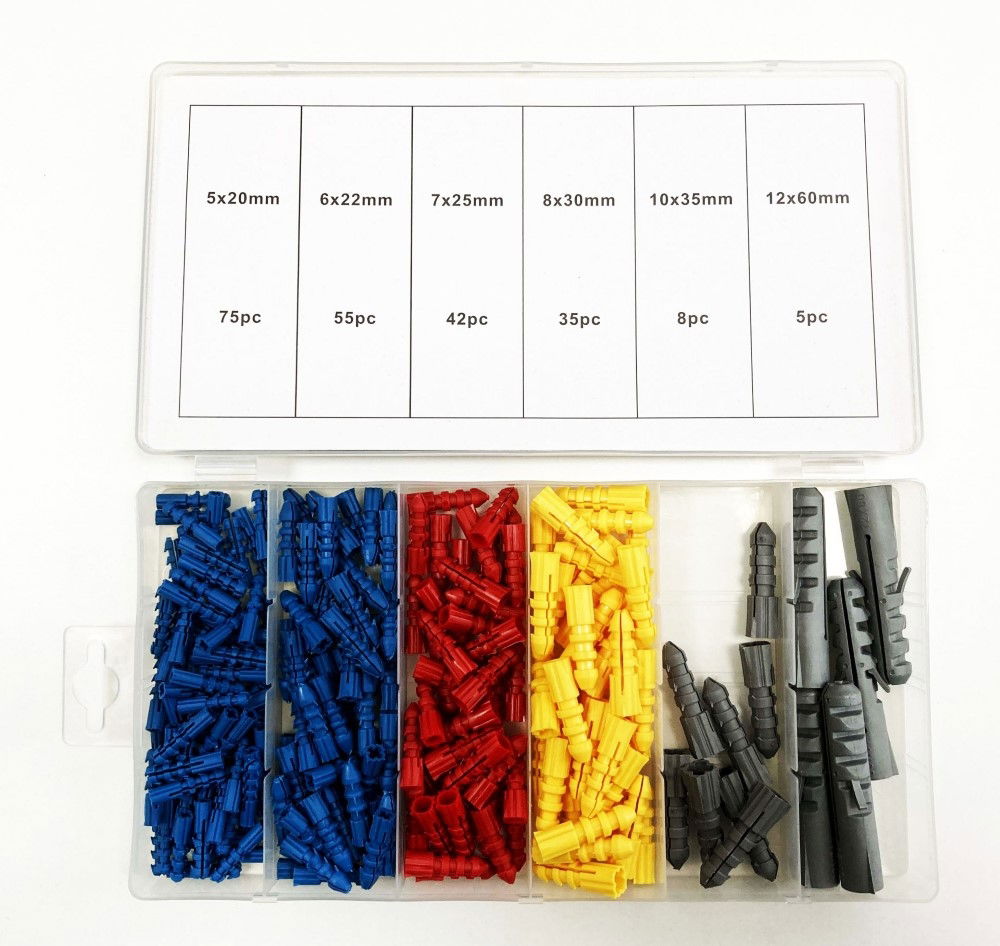 WALLPLUGS ASSORTMENT 220pc 5-12mm IN POLY BOX - TOOLZONE KDPHW070