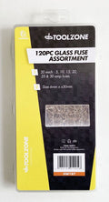 GLASS FUSE ASSORTMENT 120pc 6x30mm IN STORAGE BOX - TOOLZONE KDPHW187