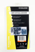 DRYWALL ANCHOR ASSORTMENT 100pc 13x31mm IN STORAGE BOX - TOOLZONE KDPHW208