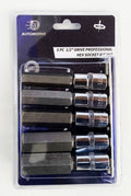 HEX BIT SET EXTRA LONG 1/2 DRIVE 5pc H14-H24 100mm CHROME VANADIUM - TOOLZONE KDPHX015