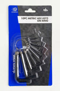 HEX KEY SET METRIC 10pc 1.5-10mm ON RING CARBON STEEL - TOOLZONE KDPHX018