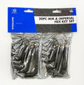 HEX KEY SET METRIC AND AF 20pc CARBON STEEL - TOOLZONE KDPHX020
