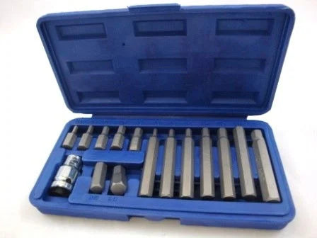 HEX BIT SET METRIC 15pc WITH 1/2 DRIVE ADAPTOR CHROME VANADIUM - TOOLZONE KDPHX036