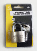 PADLOCK SECURITY 40mm SOLID STEEL WITH 4 KEYS - TOOLZONE KDPLK025