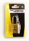 PADLOCK COMBINATION 3 DIAL BRASS SMALL - TOOLZONE KDPLK054