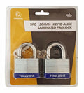 PADLOCK LAMINATED 50mm KEYED ALIKE PACK OF 2 - TOOLZONE KDPLK063