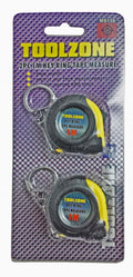 TAPE MEASURE 2 PIECE 1m x 6mm MINI KEYRING METRIC AND IMPERIAL - TOOLZONE KDPMS139