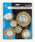 ROTARY WIRE WHEEL AND CUP BRUSH SET 6 PIECE 38/50/63/75mm 6mm SHANK - TOOLZONE KDPPA083