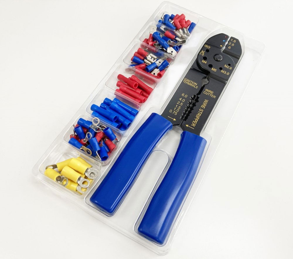 Computer Crimp Terminals CRIMPING TOOL AND TERMINAL SET 101PC INSULATED TERMINALS 22-10 awg - T ...