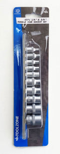 FEMALE STAR SOCKET SET 10PC 4-18mm ON RAIL - TOOLZONE KDPSD077