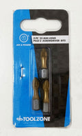 POZI BIT SET 3PC S2 PZ2 25mm 1/4 HEX - TOOLZONE KDPSD100