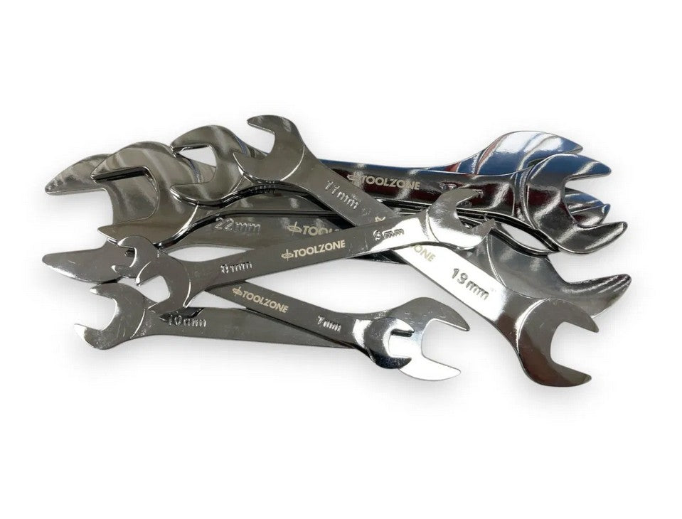 7PC EXTRA FLAT DOUBLE OPEN END SPANNER SET 6-32 LIGHTWEIGHT BUM BAG - TOOLZONE