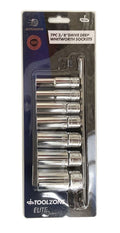 DEEP SOCKET SET 3/8 DRIVE 7pc WHITWORTH 1/8-1/2WW CRV ON RAIL - TOOLZONE KDPSS019
