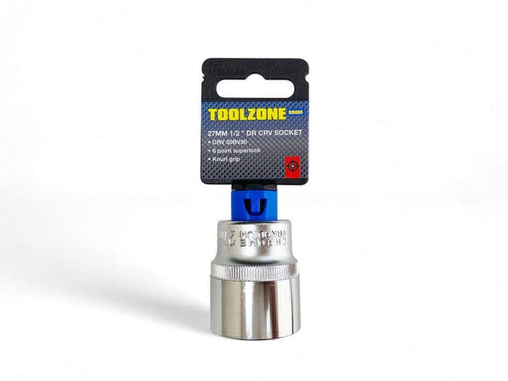 SOCKET 1/2 DRIVE 27mm CRV SATIN SINGLE HEX - TOOLZONE KDPSS085