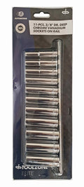 SOCKET SET 3/8 DRIVE DEEP CRV 11 PIECES 8-19mm SINGLE HEX - TOOLZONE KDPSS097