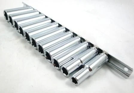 SOCKET SET 3/8 DRIVE DEEP CRV 11 PIECES 8-19mm SINGLE HEX - TOOLZONE KDPSS097