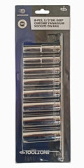 SOCKET SET 1/2 DRIVE DEEP CRV 8 PIECES 13-24mm SINGLE HEX - TOOLZONE KDPSS098