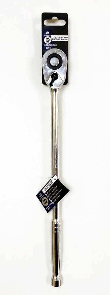 RATCHET HANDLE EXTRA LONG 1/2 DRIVE 375mm POLISHED CRV - TOOLZONE KDPSS200