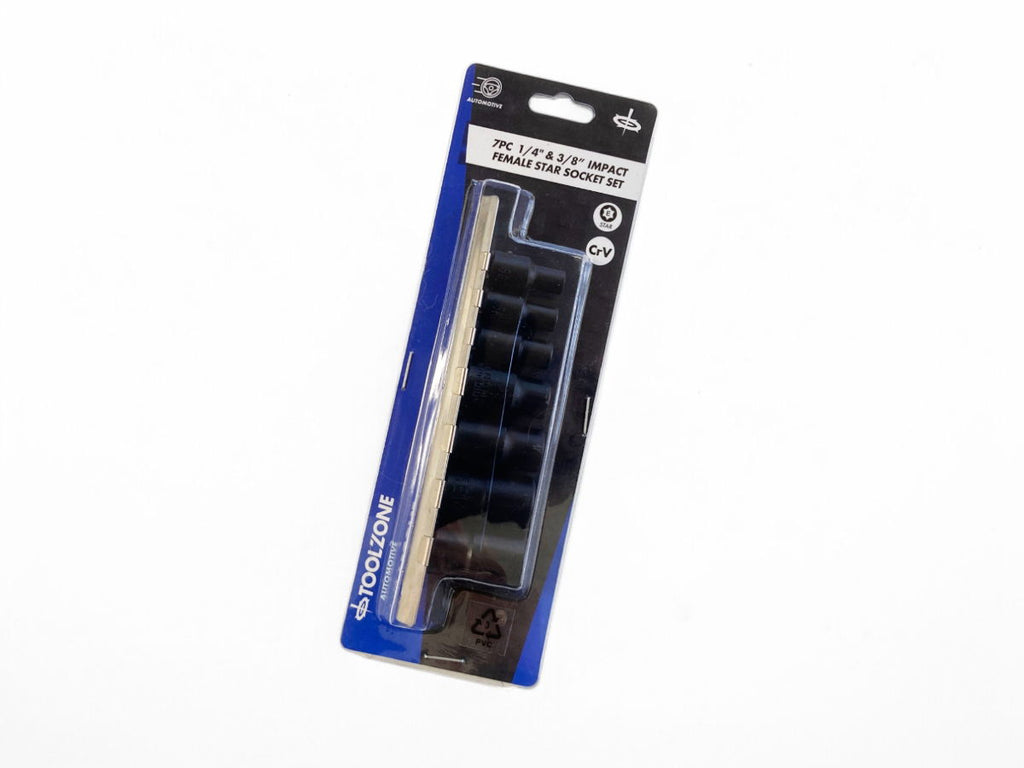IMPACT FEMALE STAR SOCKET SET 7 PIECES 1/4 AND 3/8 DRIVE CHROME VANADIUM - TOOLZONE KDPSS264