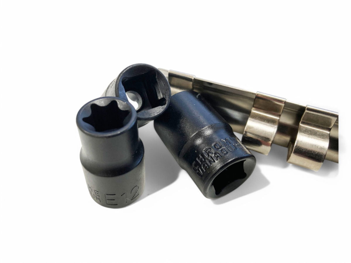 IMPACT FEMALE STAR SOCKET SET 7 PIECES 1/4 AND 3/8 DRIVE CHROME VANADIUM - TOOLZONE KDPSS264