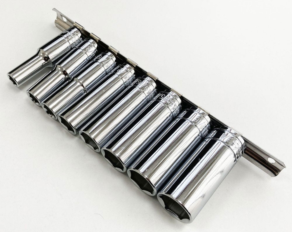 DEEP SOCKET SET 8 PIECES 3/8 DRIVE AF CRV 5/16-3/4 - TOOLZONE KDPSS303