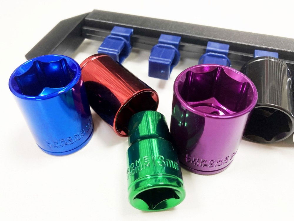 SOCKET SET 10 PIECES 1/2 DRIVE MM CRV COLOUR CODED 13mm-24mm - TOOLZONE KDPSS313