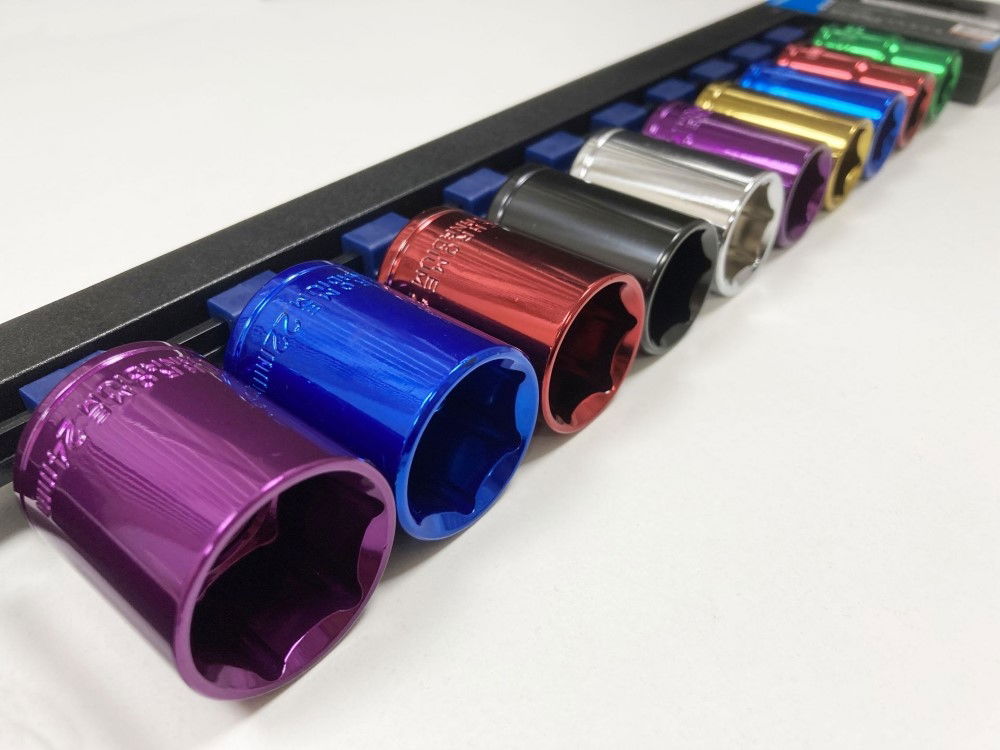 SOCKET SET 10 PIECES 1/2 DRIVE MM CRV COLOUR CODED 13mm-24mm - TOOLZONE KDPSS313