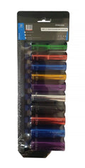 DEEP SOCKET SET 10 PIECES 1/2 DRIVE MM CRV COLOUR CODED 13mm-24mm - TOOLZONE KDPSS316