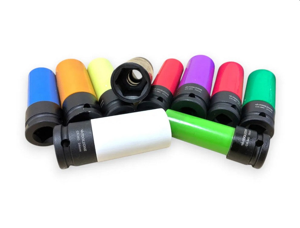 10PC 1/2 SLEEVED ALLOY WHEEL NUT SOCKET SET - TOOLZONE