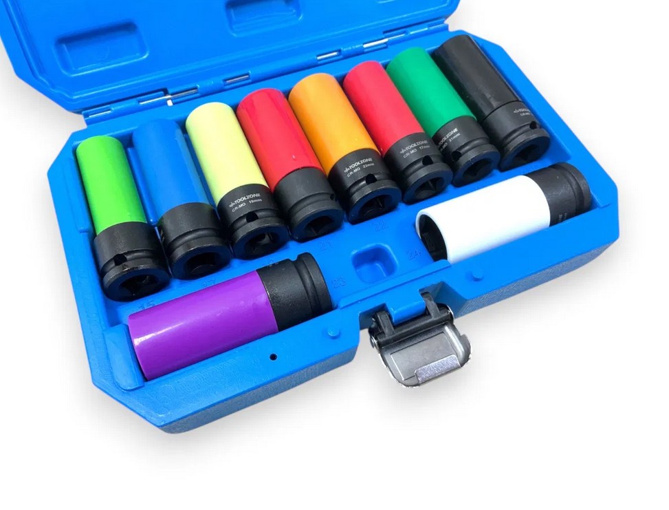 10PC 1/2 SLEEVED ALLOY WHEEL NUT SOCKET SET - TOOLZONE