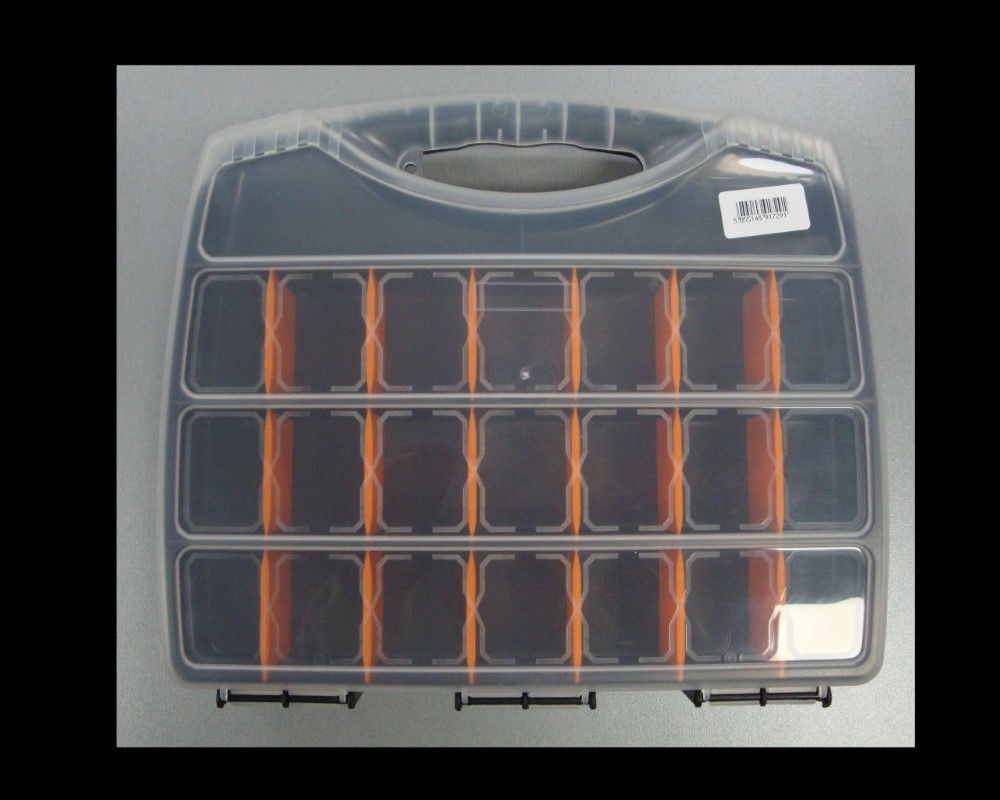 ORGANISER 320mm 22 SECTION WITH INTERCHANGEABLE DIVIDERS AND CLEAR LID - TOOLZONE KDPTB090