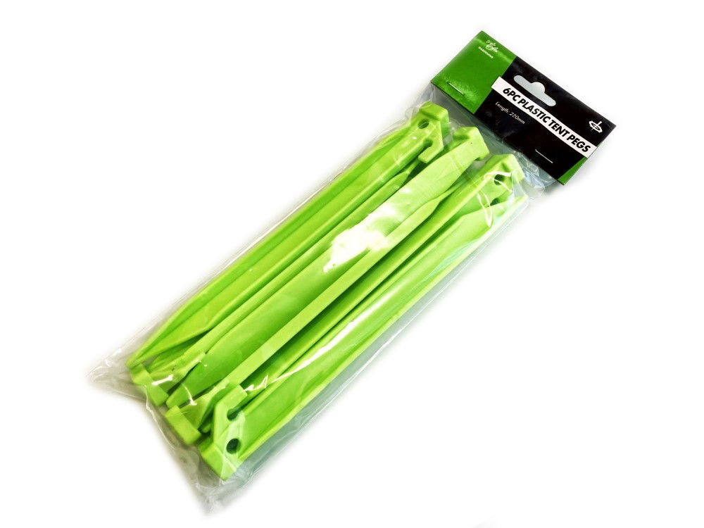 PLASTIC TENT PEG SET 225mm PACK OF 6 - TOOLZONE KDPTL024