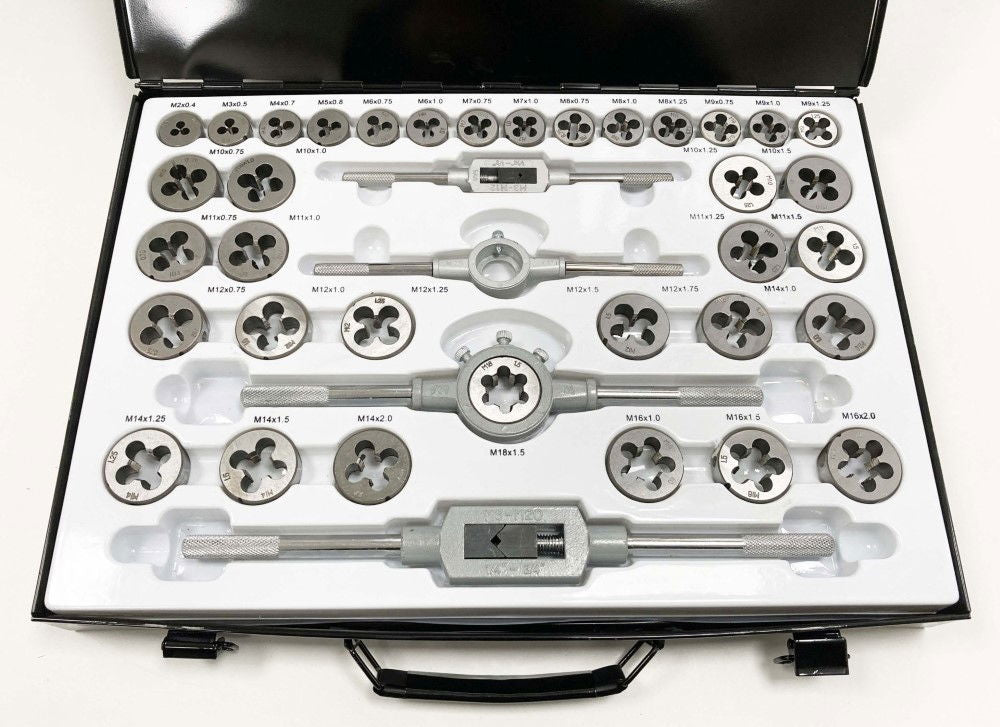TAP AND DIE SET 110 PIECE ALLOY STEEL WITH WRENCHES - TOOLZONE KDPTP096
