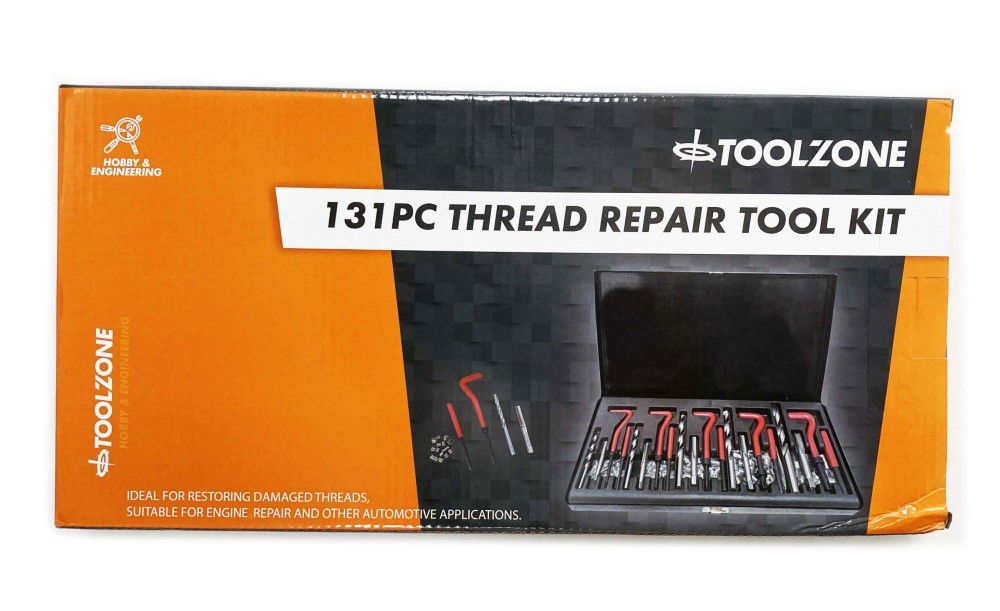 THREAD REPAIR TOOL KIT 131 PIECE M5-M12 WITH TAPS AND INSERTS - TOOLZONE KDPTP097
