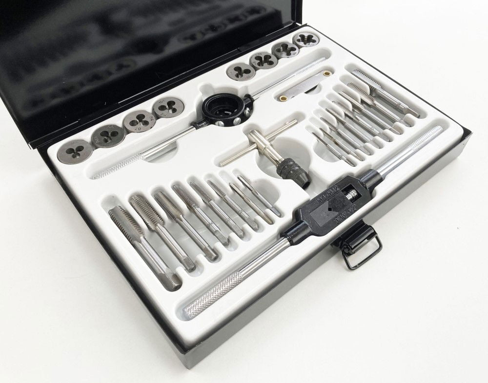 TAP AND DIE SET METRIC 28 PIECE ALLOY STEEL WITH WRENCHES - TOOLZONE KDPTP099