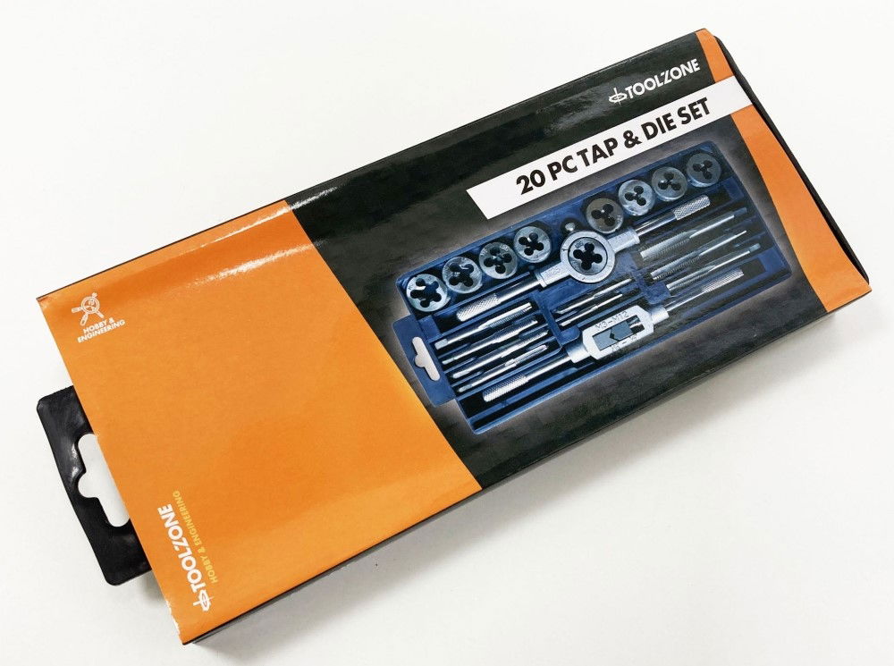 TAP AND DIE SET 20 PIECE CARBON STEEL METRIC M3-M12 - TOOLZONE KDPTP101