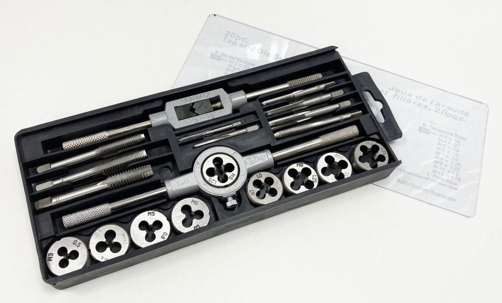 TAP AND DIE SET 20 PIECE CARBON STEEL METRIC M3-M12 - TOOLZONE KDPTP101