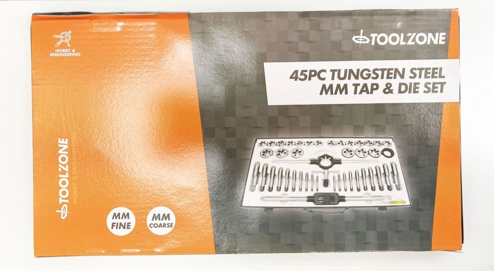 TAP AND DIE SET METRIC 45 PIECE LARGE TUNGSTEN ALLOY STEEL - TOOLZONE KDPTP106