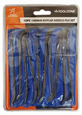 NEEDLE FILE SET RIFFLER 10PC 140mm VARIOUS SHAPES WITH POUCH - TOOLZONE KDPWW085