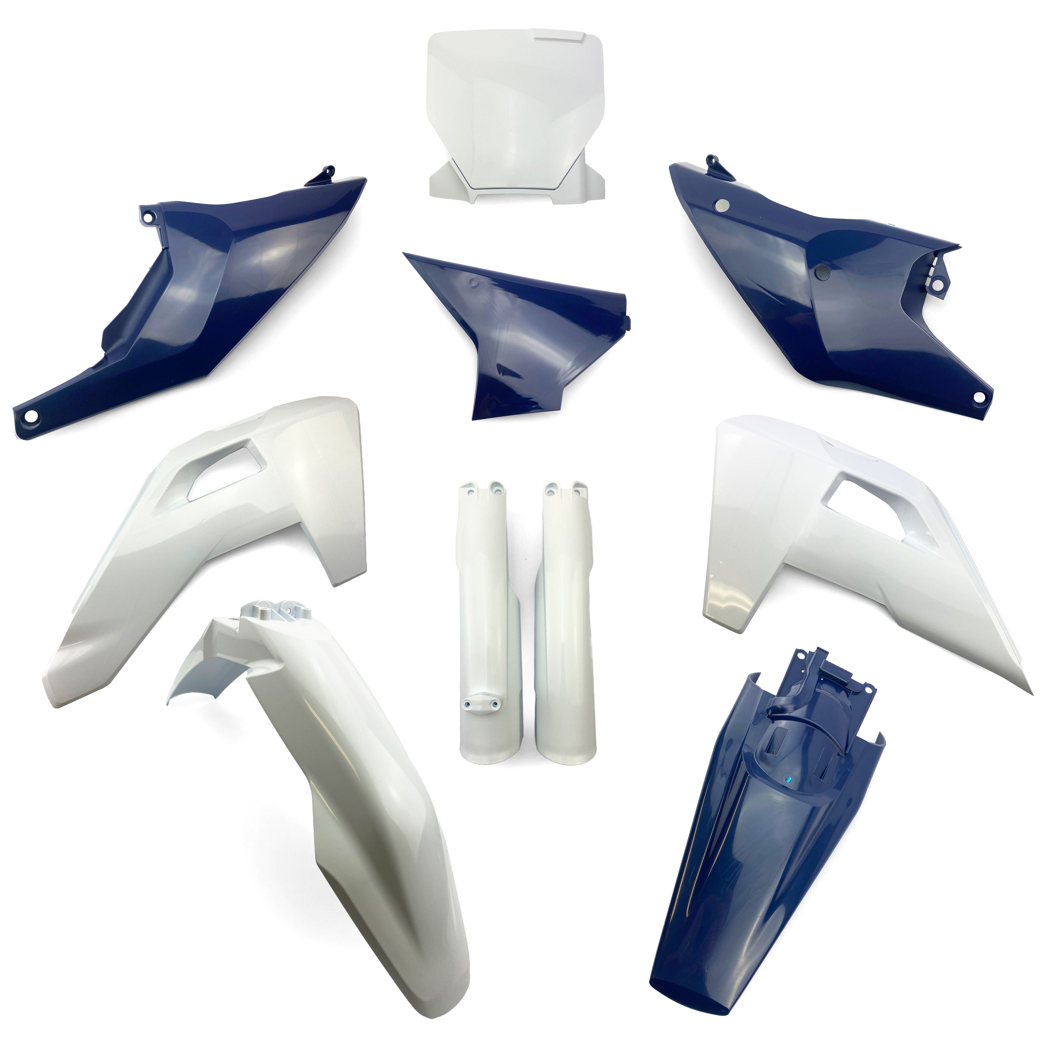 PLASTIC KIT 7PCS HUSQVARNA TC/FC/TX/FX 2025-26, R-TECH R-KITHSQ-NES-725 WHITE/DARK BLUE
