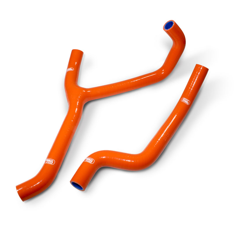 COOLANT HOSE 2 PIECE KIT ORANGE 08-13 KTM 450 525 XC THERMOSTAT BYPASS SAMCO KTM-24-OR