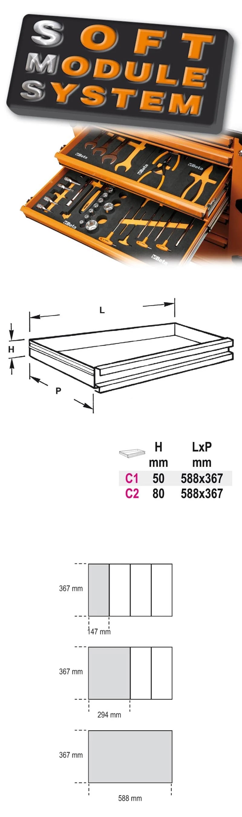 Soft Thermoformed Tray with Tool Assortment - Beta Tools M234